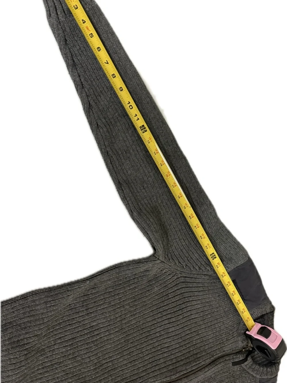 Levi's‎ Gray Ribbed Full-Zip Sweater with Elbow & Shoulder Patches